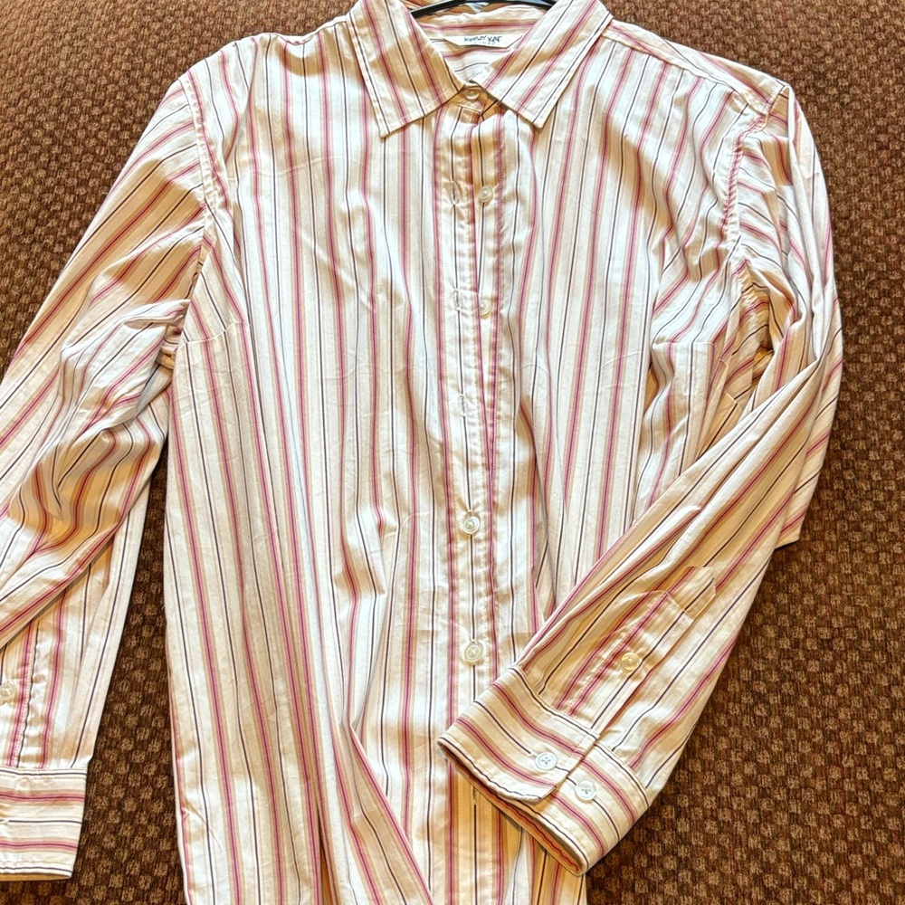 Krazy Kat Striped Button Down Shirt - Red and White